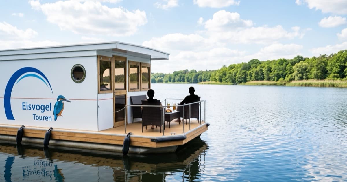 Hausboot bei Sonnenuntergang